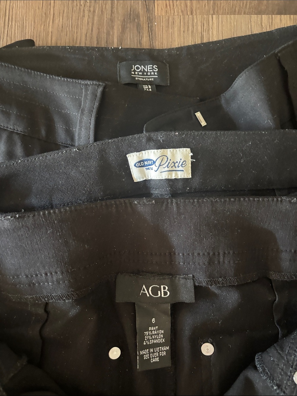 Three pair assorted Women’s black pants